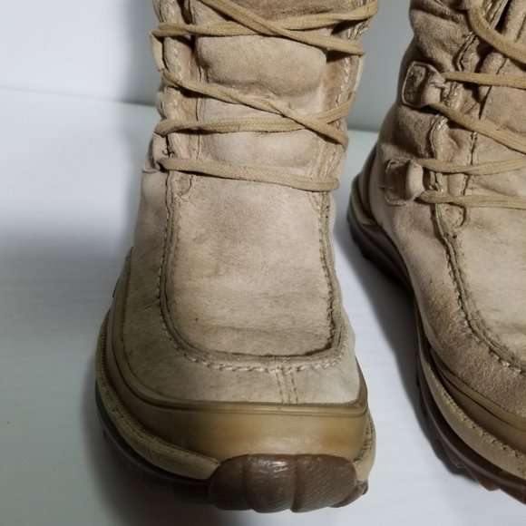 Caterpillar Beige Suede Polartec Lined Mid Calf Lace Up Winter Boots - Picture 7 of 10